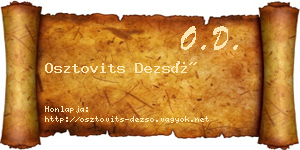 Osztovits Dezső névjegykártya
